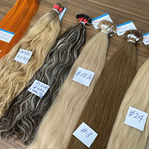 Extensions de cheveux humains vietnamiens bruts à pointe plate en kératine, cuticules alignées, double épaisseur, haute qualité, ondulés naturels - Product Image 1