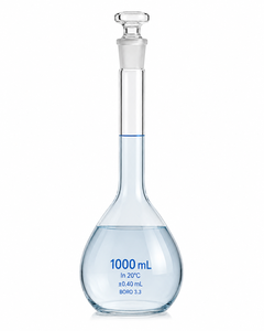 Frasco Volumétrico de Vidrio Borosilicato de 1000 ml, Cuello Largo, Clase A, Tapón de Precisión, Material de Laboratorio - Product Image 5