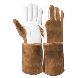 Gants en cuir pleine fleur et croûte de vache de qualité supérieure, texture lisse, résistance aux éclaboussures et à l'abrasion pour le soudage TIG, le barbecue et la lutte contre les incendies - Product Image 3