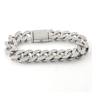 Luxury Hip Hop Cuban Link <b>Bracelet</b> Sparkling Stone <b>Bracelet</b> for Unisex Jewelry From Indian Supplier - Product Image 3