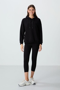 <b>Women</b>’s <b>Black</b> Oversized Pullover Hoodie Sweatshirt Casual Drawstring Hooded <b>Fleece</b> Top with Kangaroo Pocket for Sportswear Cloth - Product Image 6