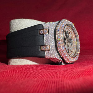 Reloj de Lujo Personalizado para Hombre con Cristal VVS Moissanite, Correa de Acero Inoxidable, Cuarzo, 41mm, Estilo Antiguo para Negocios - Product Image 1