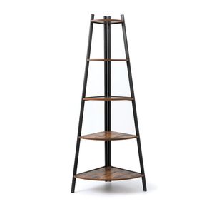 Scaffale Angolare Industriale a 5 Ripiani Effetto Legno per Esposizione e Supporto per Piante/Fiori - Product Image 1