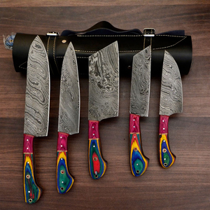 Ensemble de couteaux de chef en acier Damas faits à la main, collection de couverts avec lames ultra-affûtées, équilibrés pour la cuisine, fabrication artisanale haut de gamme - Product Image 5