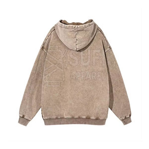 Sweat-shirts décontractés d'hiver personnalisables à étiquette privée, couleur unie, effet délavé, 100 % coton, écologiques, commande en gros - Product Image 2