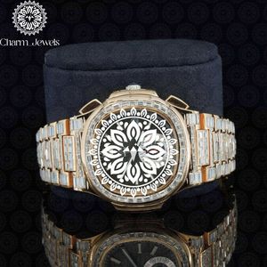 Charm_Jewels Luxury Stainless Steel Watch Round Dial Sapphire Crystal Analog Quartz <b>Chronograph</b> Unisex 40mm Folding Clasp - Product Image 1