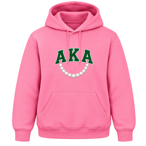 Sudadera con Capucha Rosa Personalizada con Bordado 1908 para Mujer, Cómoda, Holgada, de Manga Larga, de Forro Polar, con Letras Griegas - Product Image 1