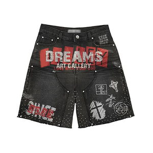 Camiseta sin mangas de moda personalizada, chaleco de punto transpirable con estampado gráfico, conjunto de dos piezas de verano, diseño holgado informal con pedrería para la calle. - Product Image 3