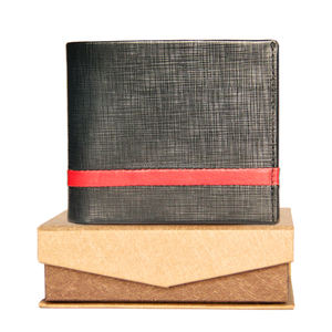 Portefeuille RFID à deux volets en cuir véritable minimaliste de luxe pour hommes courte longueur fermeture ouverte géométrique Logo personnalisé Option de gros - Product Image 1