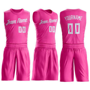 Conjunto de Camiseta de Baloncesto Sublimada Rosa de Alta Calidad, Sin Mangas, Cuello Redondo, Absorbe la Humedad, Cintura Elástica, Unisex para Adultos, Todas las Temporadas - Product Image 5