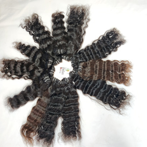 Vente en gros 100% cuticules alignées ondulées brut vierge vietnamesse couleur noire naturelle lâche vague profonde cheveux humains fabrique des extensions - Product Image 1