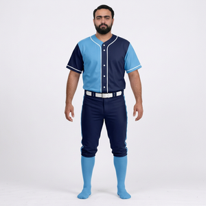 Ensemble de vêtements de baseball pour hommes, maillot vert et pantalon, manches courtes, fermeture à boutons, respirant, toutes saisons, 100% polyester, antibactérien - Product Image 1