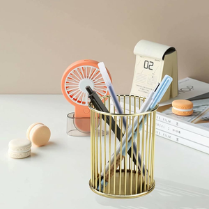 Pot porte-crayons en laiton poli miroir, prix de gros, organisateur de bureau, fournitures de papeterie, porte-crayons - Product Image 2