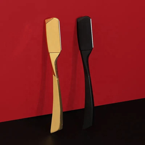 Stainless Steel <b>Single</b> <b>Blade</b> Safety <b>Razor</b> Black And Gold Manual Shaving <b>Razor</b> Reusable Face Grooming Tool For Men barber salon - Product Image 1