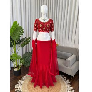 Lehenga Choli Clásico de Red con Acabado de Diseñador, Colección Boutique de Alta Gama, Lehenga Choli Premium a Precio de Mayoreo - Product Image 1