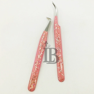 Pinzas de Pestañas con Purpurina Rosa, Pinzas de Extensión de Pestañas de Visón Sostenibles, Pinzas de Extensión de Pestañas Postizas con Logotipo - Product Image 2