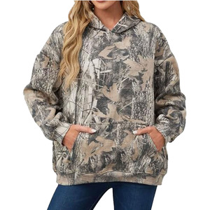 Sudadera con Capucha con Estampado de Camuflaje, Corte Holgado, Manga Regular, Tejida, Informal, Unisex, para Otoño, Transpirable, con Bolsillos - Product Image 2