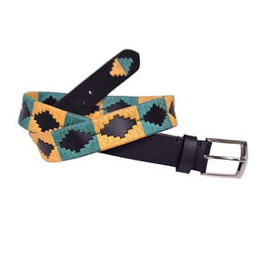 Handmade Premium Leather Polo Belt Traditional Hand-Stitched Pampa Diamond Embroidered Belt Luxury Equestrian Style Casual Wear - Product Image 3