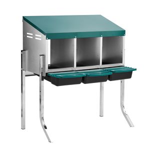 Nido per Galline a 3 Scomparti per Deposizione Uova, Montaggio a Parete, con Facile Raccolta delle Uova, in Acciaio Zincato - Product Image 1