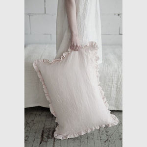 Linen Pillow case Soft Ruffle Edge Cushion Cover Decorative Frill Throw Pillow Case for <b>Bed</b> Sofa Home Decor - Product Image 2