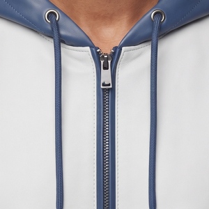 Hoodie en cuir sans manches pour homme avec fermeture éclair, gilet en cuir pour homme avec poches latérales, hoodie en cuir sans manches de qualité supérieure pour homme - Product Image 5