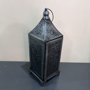 Artisan Design <b>Moroccan</b> Style Iron Candle Lantern <b>Decorative</b> Vintage Home Model L544 Table <b>Decoration</b> 5.5X5.5X15.5" - Product Image 3
