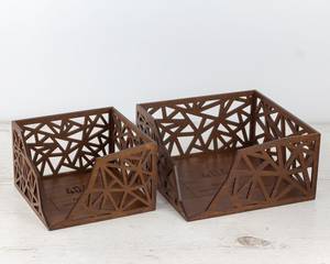 Modern Wooden Square Napkin Holder With Geometric Design Durable <b>Table</b> Decoration 5.4x6.9 Inches - Product Image 3