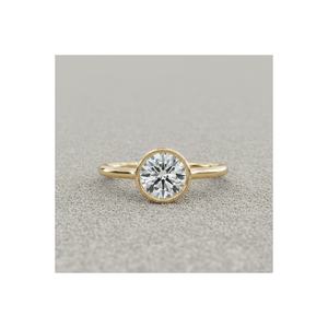 แหวนหมั้นทรงกลมหรูหรา Stonewels ประดับเพชรเม็ดเดี่ยว ทำจากทองคำแท้ |   เพชรแล็บโกรว์แบบฝังขอบ พร้อมใบรับรอง - Product Image 1