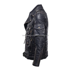 Offre Spéciale hommes hiver mode vestes en cuir haute qualité Cool fermeture éclair poches Logo personnalisé OEM toile tissu pour motos - Product Image 4