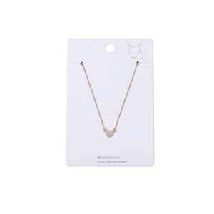 Collana con cuore di diamante bianco Zi, placcata in oro, in acciaio inossidabile, per donna. - Product Image 1