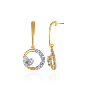 Pendientes de Aro Abierto Geométricos de Oro Rosa de 14K para Mujer, con Motivo de Corazón de Diamantes |   Joyería de Moda Contemporánea - Product Image 2