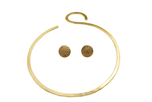 Gold Choker Necklace Set for Women with <b>Stud</b> Earrings - Product Image 3