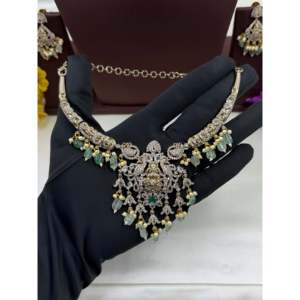 <b>Indian</b> Ethnic Artificial Temple Hasli <b>Necklace</b> <b>Set</b>-Traditional Fine Jewelry - Product Image 3