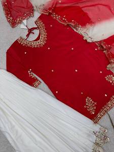 Wholesale Designer Indian Sequin Embroidered Crepe Sharara Gharara <b>Kurti</b> Set Diwali Wedding Party Fancy 3Pcs Premium ReadyToWear - Product Image 2