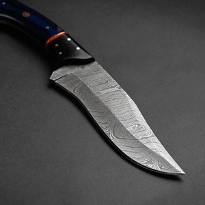 Couteau de chasse Bowie EDC en acier Damas à lame droite, fait main, avec étui en cuir, livraison directe, fabrication OEM - Product Image 2