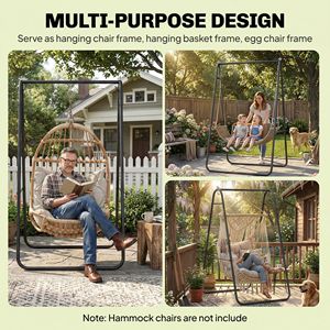 Heavy Duty Solid Steel a Frame Black <b>Hammock</b> Chair Stand Only for Outdoor & Park Supports Hanging <b>Hammock</b> & Egg Chair up 330 LBS - Product Image 5