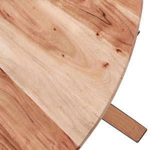 Table de salle à manger industrielle Star Base, combinant bois et finition noire mate, plateau rond en bois d'acacia massif, pour la maison et la cuisine - Product Image 5