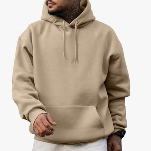 Sudaderas con capucha de gran tamaño de 100% gramos de algodón 380 para hombre con patrón sólido de hombro caído para la temporada de invierno - Product Image 3