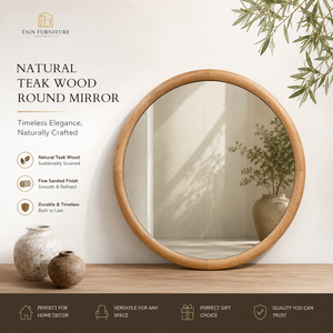 <b>Round</b> Teak Wood Home Decor <b>Mirror</b> Commercial Project Large Wooden Frame <b>Wall</b> <b>Mirror</b> for Luxury Resort Interior Contract Supply - Product Image 1