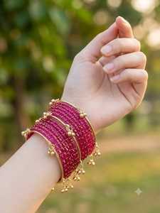 Ensemble de bracelets Churiyan en perles de verre, toutes tailles, faible MOQ et prix, bijoux pour femmes, couleurs et tailles personnalisées, bracelets traditionnels kashmiris pour filles - Product Image 2
