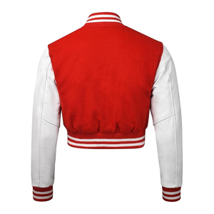 <b>Women's</b> Letterman Varsity <b>Jacket</b> Woven Leather Sleeve Breathable Baseball Coat - Product Image 3