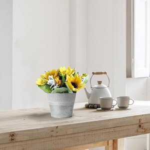 Macetas Galvanizadas, Cubos Metálicos Medianos para Flores, Macetas de Estilo Rústico para Exteriores, Cubo Metálico para Decoración del Hogar en Interiores, Juego de 6 - Product Image 2