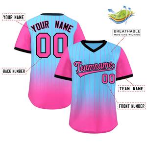 Jersey de Béisbol Ligero con Cuello en V, 100% Poliéster, Transpirable, con Estampado Digital por Sublimación, Diseño Personalizado OEM - Product Image 3