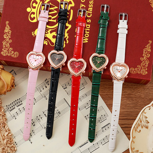 Reloj de Cuarzo para Mujer con Motivo de Corazón - Elegante Reloj de Moda Retro, Caja Delgada y Accesorio Diario Versátil - Product Image 1