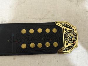 เข็มขัดแฟนคลับแชมป์โลกแบบกำหนดเอง W-W-E INTERCONTINENTAL  ทองเหลืองหนา 2 มม. ขนาดผู้ใหญ่ - แผ่นโลหะชุบทองและสายหนัง - Product Image 6