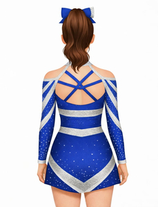 Uniformes de Porristas Personalizados de Alta Calidad al por Mayor, Coloridos, para Niñas Adolescentes, Ropa de Equipo, Actuaciones Escolares, con Pedrería - Product Image 2
