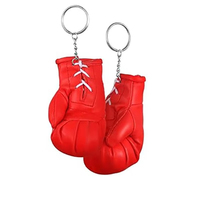 Mini porte-clés gants de boxe lacés - Cuir synthétique respirant personnalisable, cadeau promotionnel unisexe pour la boxe