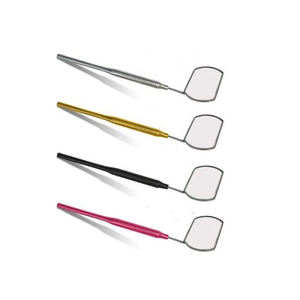 Handheld Gold-Plated Stainless Steel <b>Lighted</b> Pocket <b>Mirror</b> for Professional Salon Lash Extension Application - Product Image 3