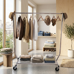 Bros Display Metal Clothing Rack Luxury Modern Heavy Duty Foldable Portable Removable Garment Rack Retail Display Stand OEM ODM - Product Image 3