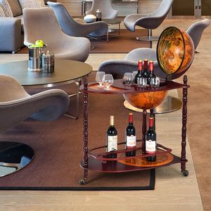 Carrello Bar Vintage con Ruote e Ripiano Extra, Stile Globo, Arredamento per Bar - Product Image 1